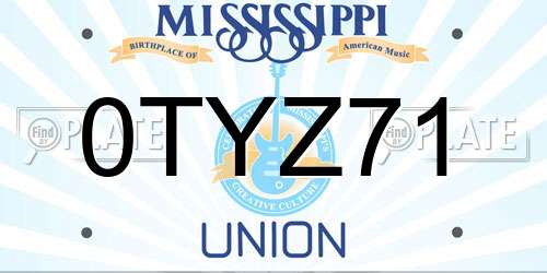 0TYZ71 Mississippi License Plate