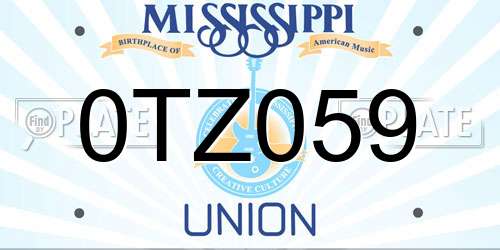 0TZ059 Mississippi License Plate