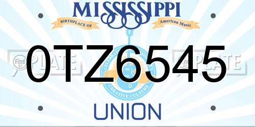 0TZ6545 Mississippi License Plate