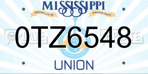 0TZ6548 Mississippi License Plate