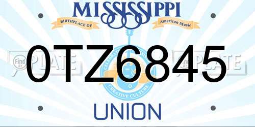0TZ6845 Mississippi License Plate