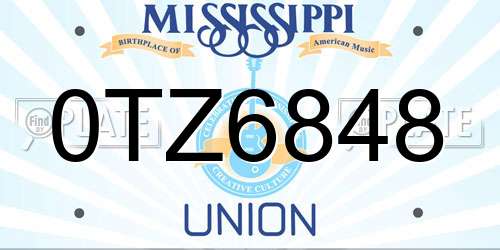 0TZ6848 Mississippi License Plate