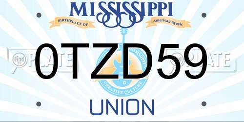 0TZD59 Mississippi License Plate