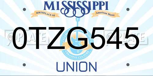 0TZG545 Mississippi License Plate
