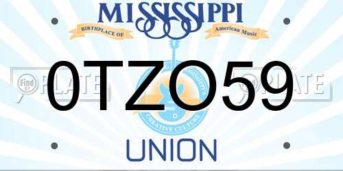 0TZO59 Mississippi License Plate