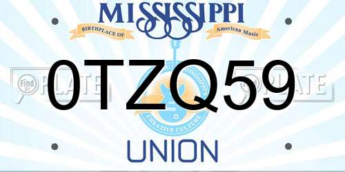 0TZQ59 Mississippi License Plate