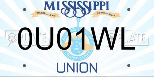 0U01WL Mississippi License Plate