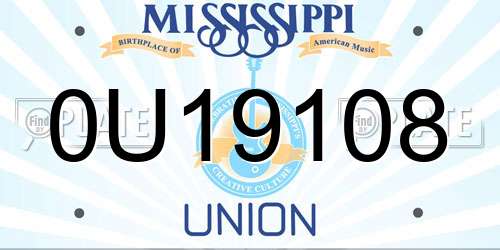 0U19108 Mississippi License Plate
