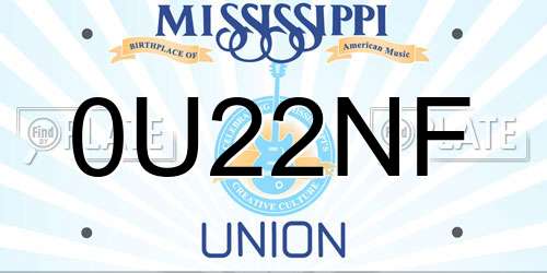 0U22NF Mississippi License Plate