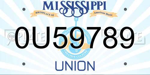 0U59789 Mississippi License Plate