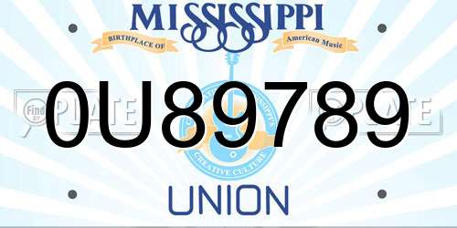 0U89789 Mississippi License Plate