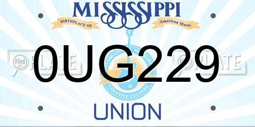0UG229 Mississippi License Plate