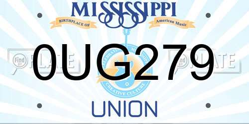 0UG279 Mississippi License Plate