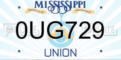 0UG729 Mississippi License Plate