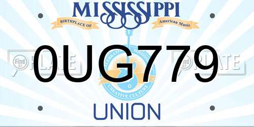 0UG779 Mississippi License Plate