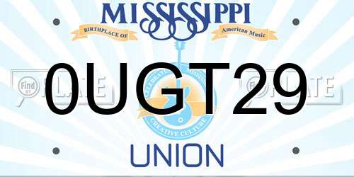0UGT29 Mississippi License Plate