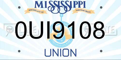 0UI9108 Mississippi License Plate