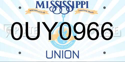 0UY0966 Mississippi License Plate