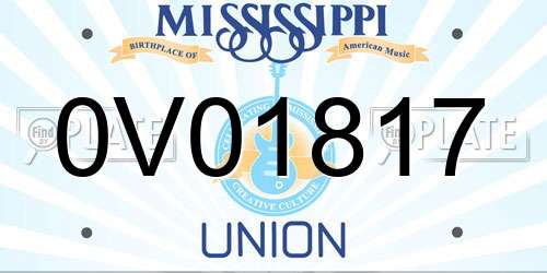 0V01817 Mississippi License Plate