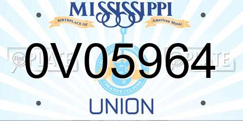 0V05964 Mississippi License Plate