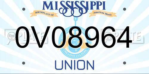 0V08964 Mississippi License Plate