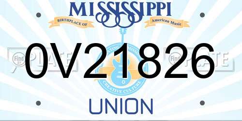 0V21826 Mississippi License Plate