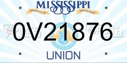 0V21876 Mississippi License Plate