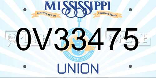 0V33475 Mississippi License Plate