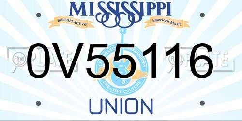 0V55116 Mississippi License Plate