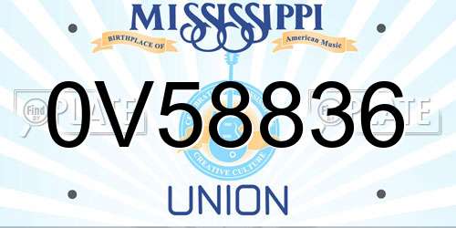 0V58836 Mississippi License Plate