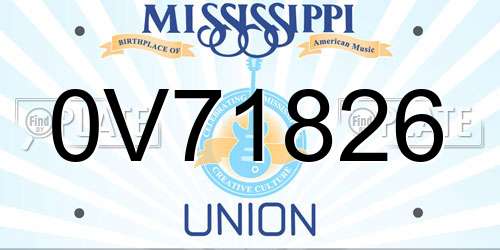 0V71826 Mississippi License Plate