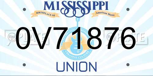 0V71876 Mississippi License Plate