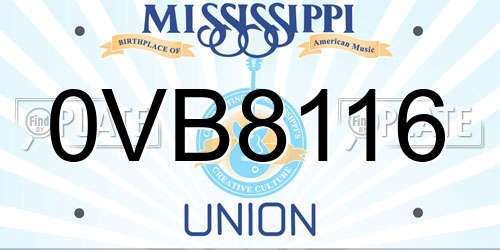 0VB8116 Mississippi License Plate