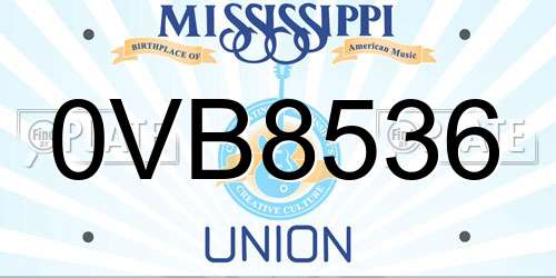 0VB8536 Mississippi License Plate