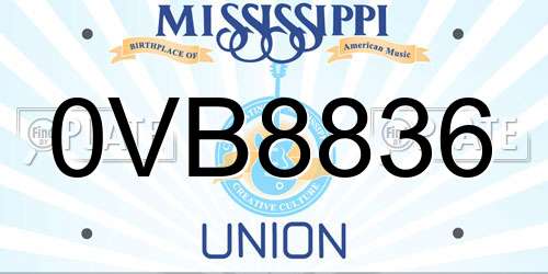 0VB8836 Mississippi License Plate