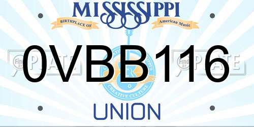 0VBB116 Mississippi License Plate