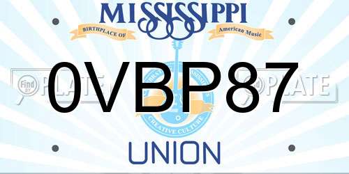 0VBP87 Mississippi License Plate