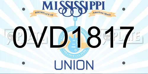 0VD1817 Mississippi License Plate