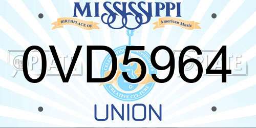 0VD5964 Mississippi License Plate