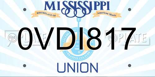 0VDI817 Mississippi License Plate