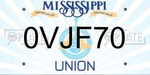 0VJF70 Mississippi License Plate