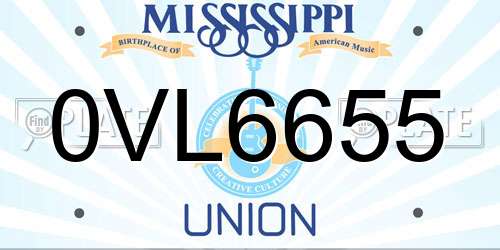 0VL6655 Mississippi License Plate