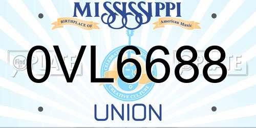 0VL6688 Mississippi License Plate
