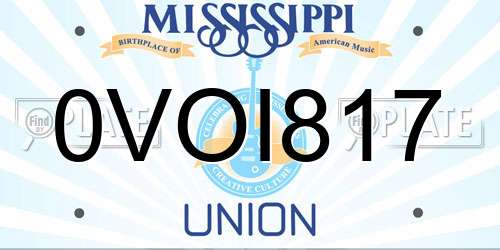 0VOI817 Mississippi License Plate