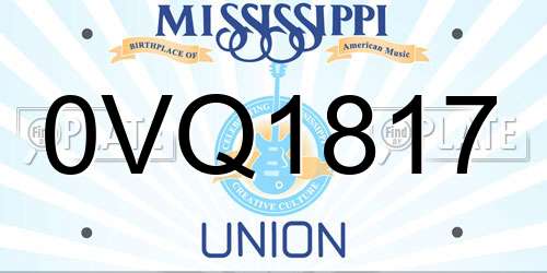 0VQ1817 Mississippi License Plate