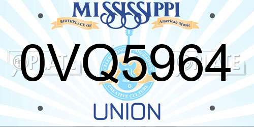 0VQ5964 Mississippi License Plate