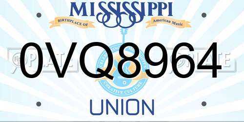 0VQ8964 Mississippi License Plate