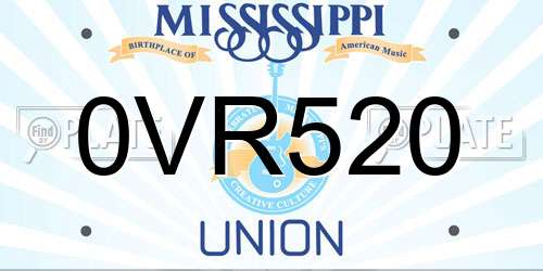 0VR520 Mississippi License Plate