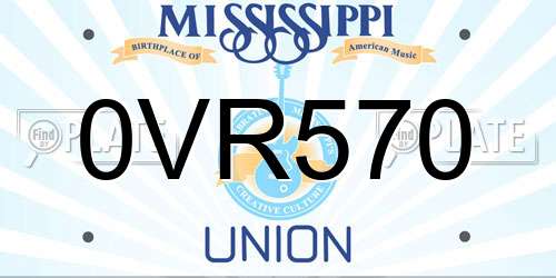 0VR570 Mississippi License Plate