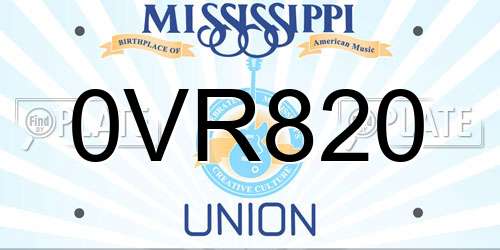 0VR820 Mississippi License Plate